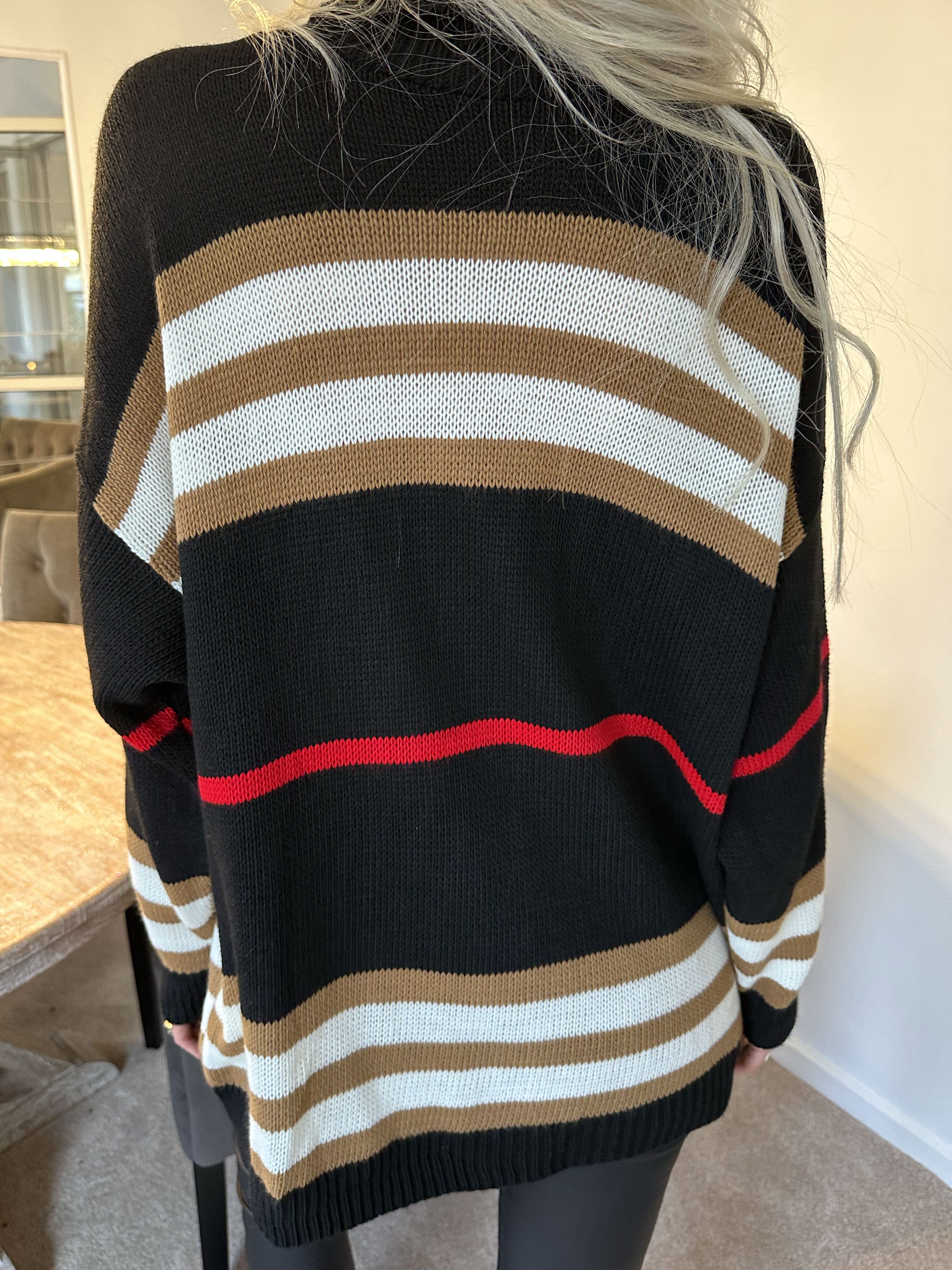 Ebba - Stribet striktrøje med krave